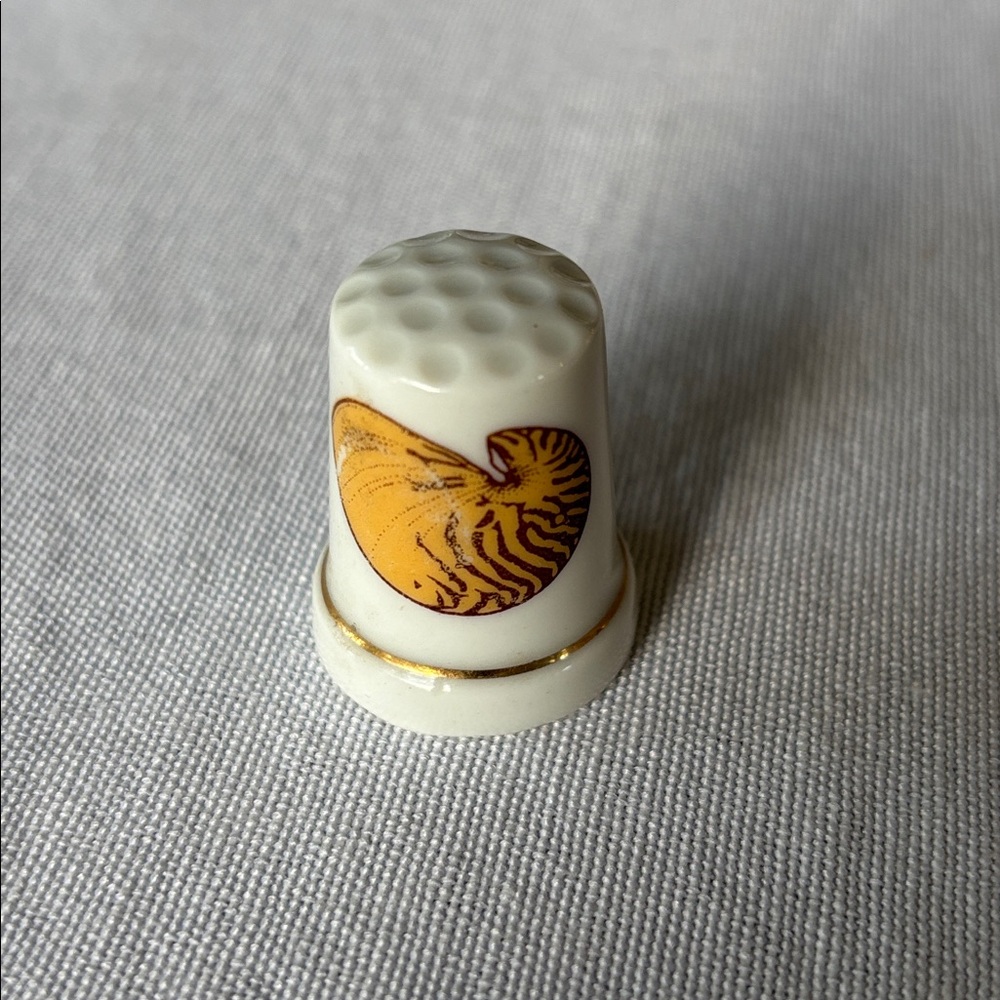 Ceramic Thimble with Shell Design from Hammersmith Farm Rhode Island